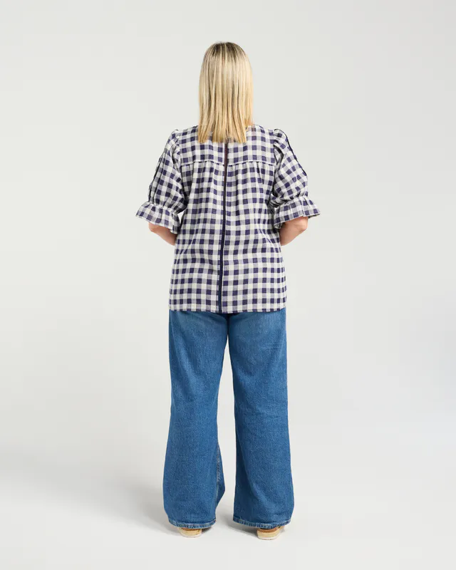 Model wearing Classic Check Sadie Top By Seduce Available at Beetees Nelson