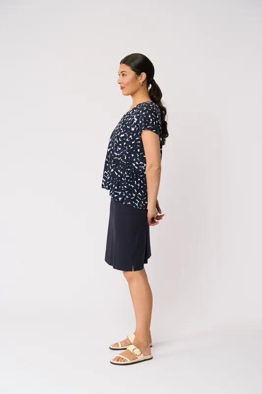 Model wearing True Navy Tee-Rific Skirt By Esplanade Available at Beetees Nelson