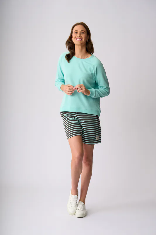Model wearing Seabreeze Seaview Crew By Charlie Jane Available at Beetees Nelson