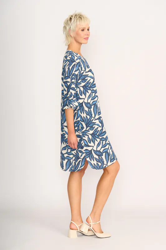 Model wearing Botany Dress - Shift, Fluted Sleeve By Foil Available at Beetees Nelson