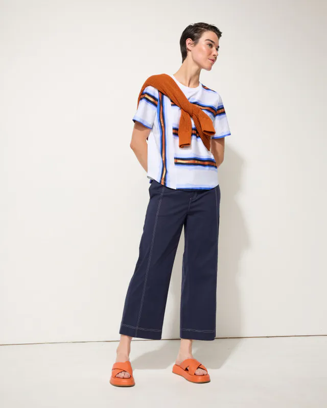 Model wearing Ink Essential Wide Pant By Marco Polo Available at Beetees Nelson