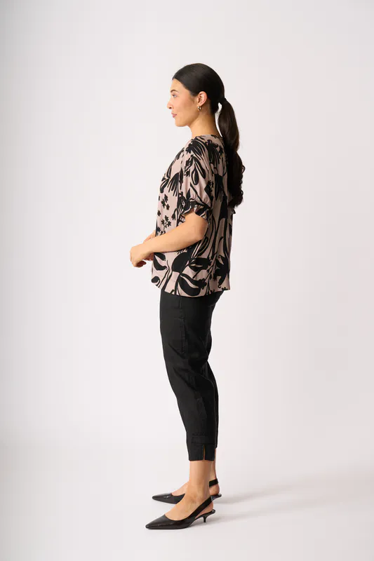 Model wearing Shadow Frond Sleeve IT Be Top By Foil Available at Beetees Nelson