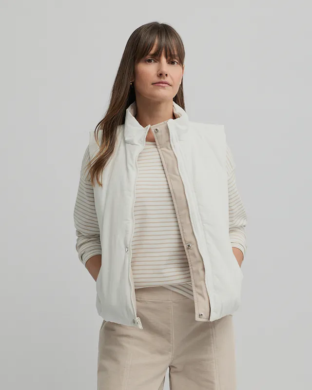 Model wearing Almond/Ecru Levity Puffer By Yarra Trail Available at Beetees Nelson