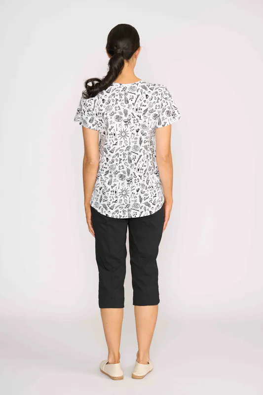 Model wearing Black Pant - 3/4, Scoop Cuff By Esplanade Available at Beetees Nelson