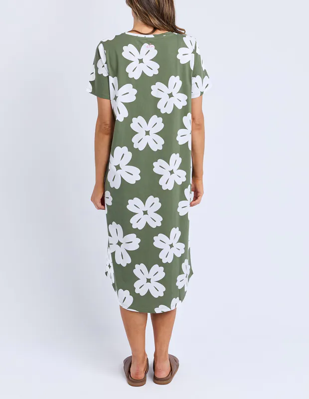 Model wearing Clover Vera Tee Dress By Elm Available at Beetees Nelson