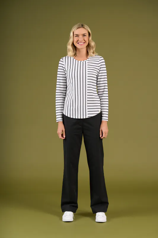 Model wearing Super Pink Brunswick Crew By Charlie Jane Available at Beetees Nelson