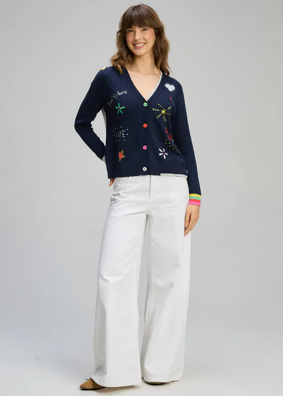 Model wearing DK Denim Good Energy Cardi By Zaket & Plover Available at Beetees Nelson