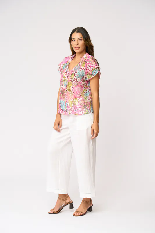 Model wearing Bohemia Wild About Top By Foil Available at Beetees Nelson