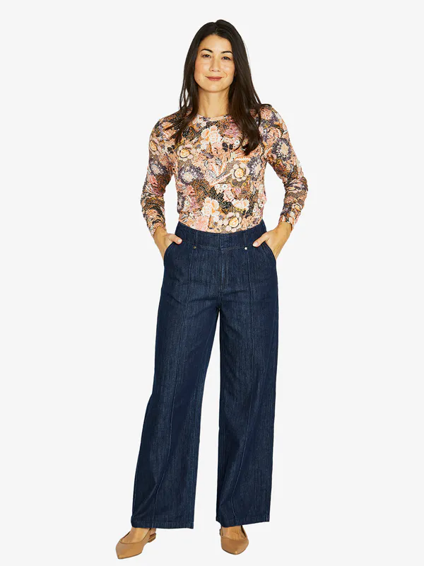 Model wearing Multi Delicate Paisley Long Sleeve Tee By Jump Available at Beetees Nelson