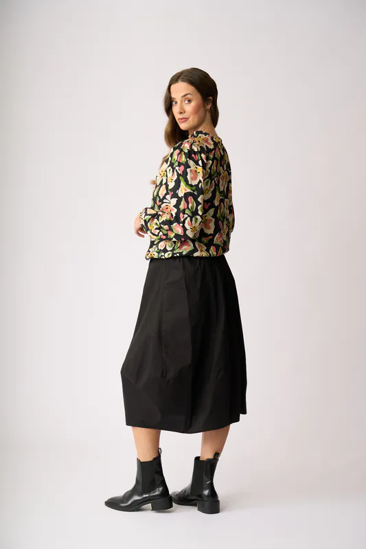 Model wearing Forest Flora Shoulder Detail Blouse By Preen Available at Beetees Nelson