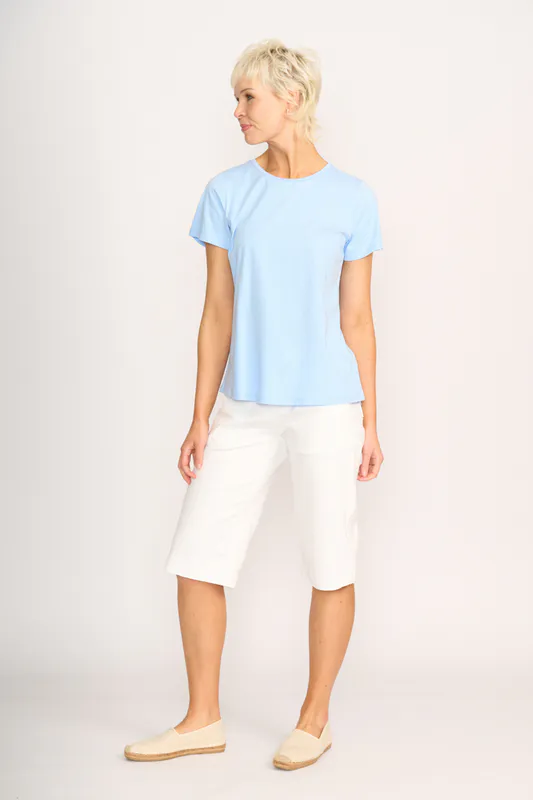 Model wearing Sky Tee - Swing Fit By Preen Available at Beetees Nelson