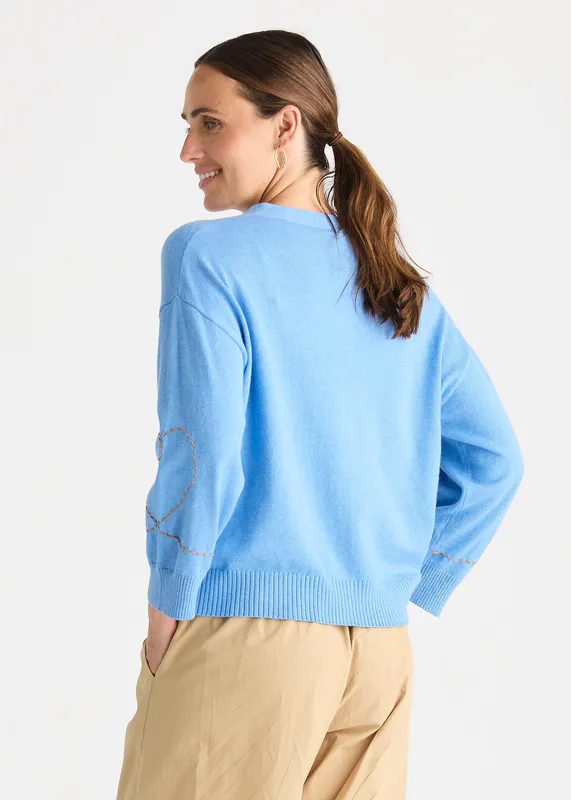Model wearing Bluebell Sweet Heart Cardi By Zaket & Plover Available at Beetees Nelson