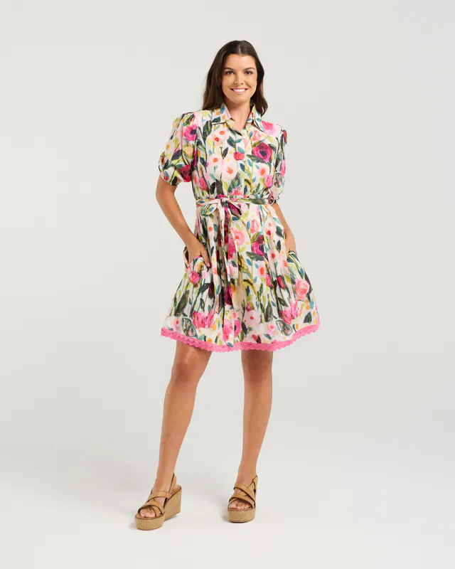 Model wearing Prime Rose Marina Dress By NMBR Rose Available at Beetees Nelson