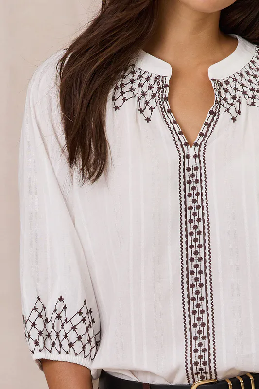 Model wearing Soft White Holland Top By Design Nation Available at Beetees Nelson