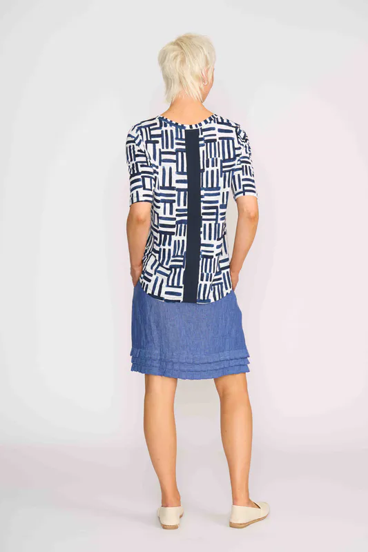 Model wearing Denim Skirt- Pleat Dreams By Foil Available at Beetees Nelson