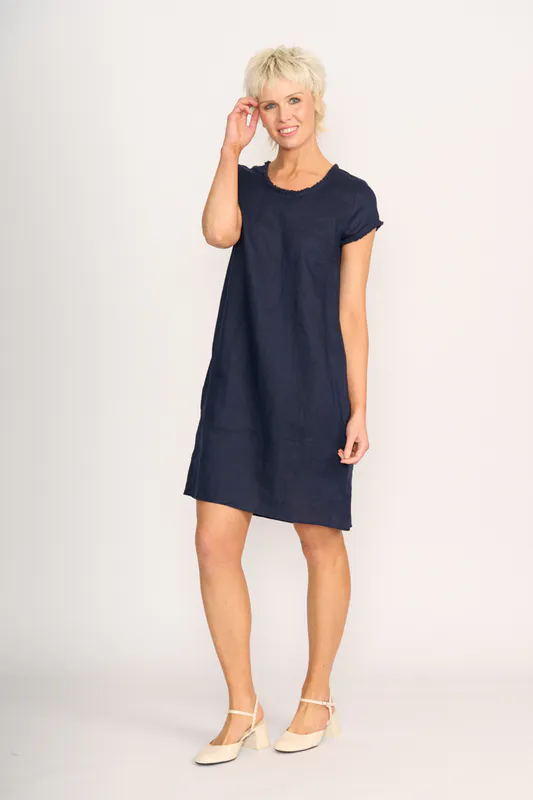 Model wearing Midnight Dress - Fringe, Scoop Neck By Foil Available at Beetees Nelson