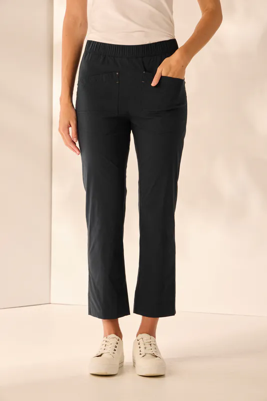 Model wearing Navy Hyde Ltl Pant By Lania Available at Beetees Nelson