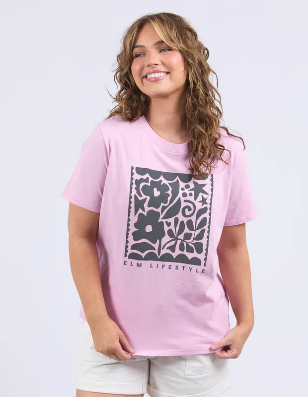 Model wearing Pink Winona Tee By Elm Available at Beetees Nelson