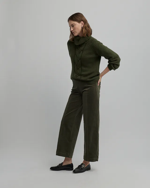 Model wearing Loden Rational Knit By Yarra Trail Available at Beetees Nelson