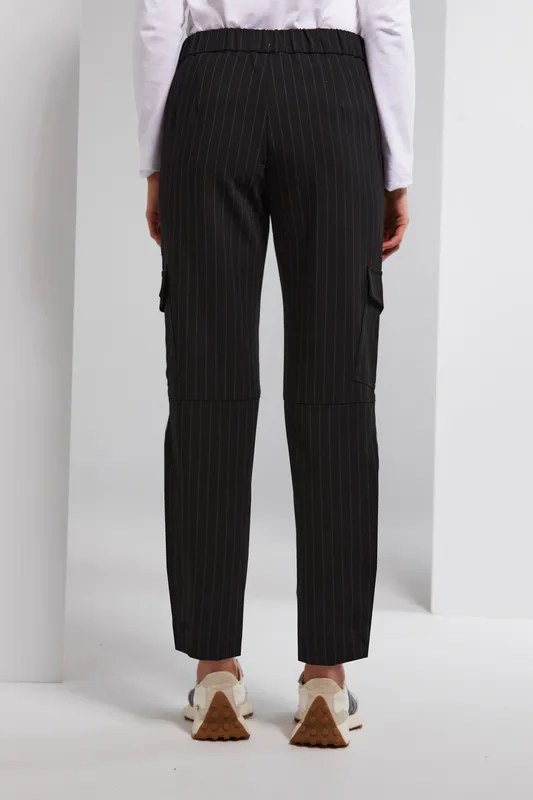 Model wearing Black Stripe Coloured State Pant By Lania Available at Beetees Nelson
