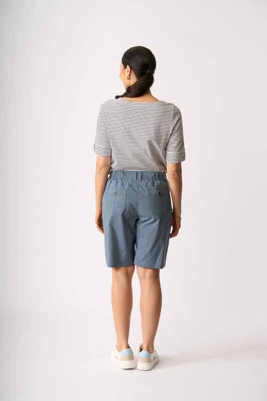 Model wearing Steel Coromandel Short By Esplanade Available at Beetees Nelson