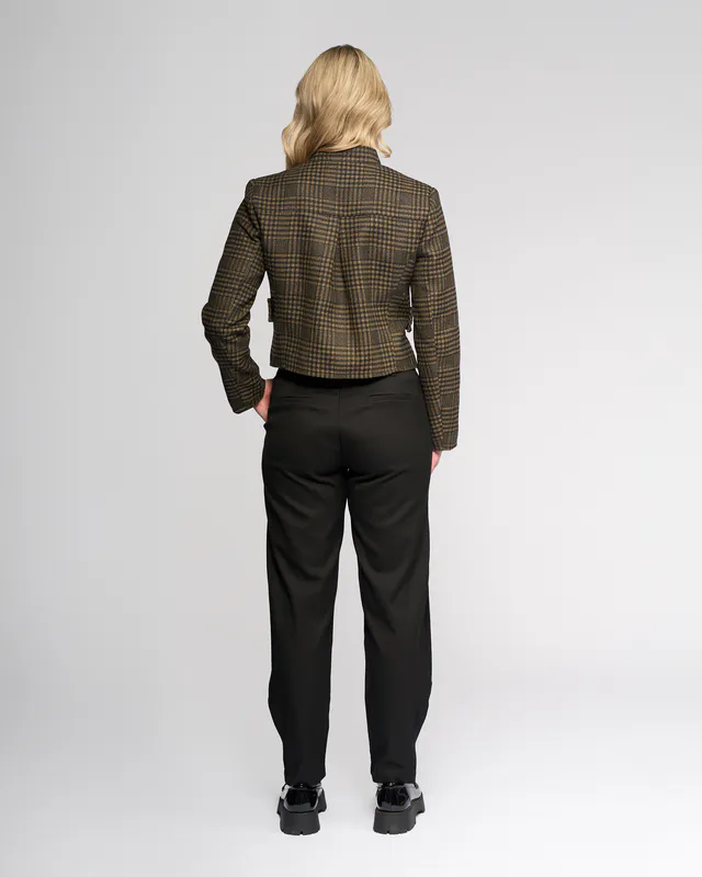 Model wearing Check Soho Jacket By Knewe Available at Beetees Nelson