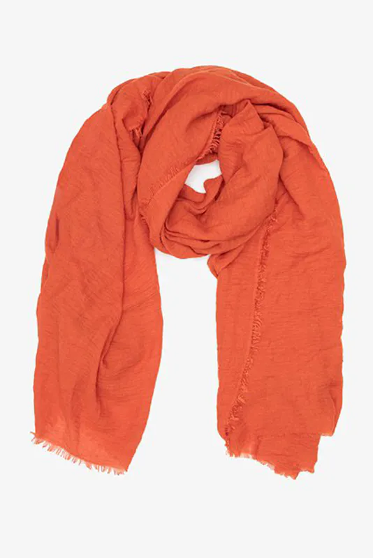 Model wearing Orange Coloured Block Colour Scarf By Antler NZ Available at Beetees Nelson