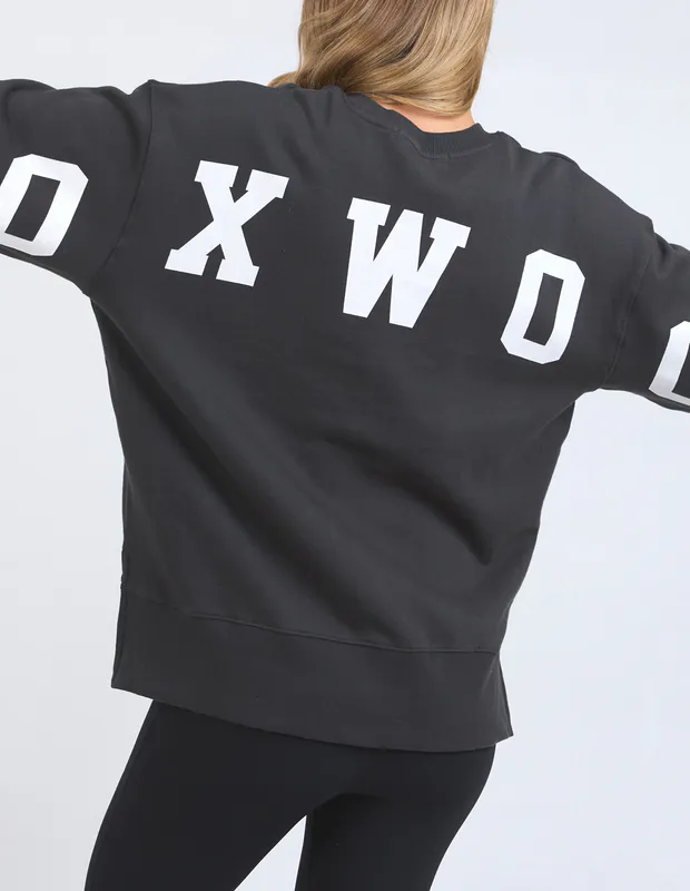 Model wearing Dark Khaki Interval Crew By Foxwood Available at Beetees Nelson