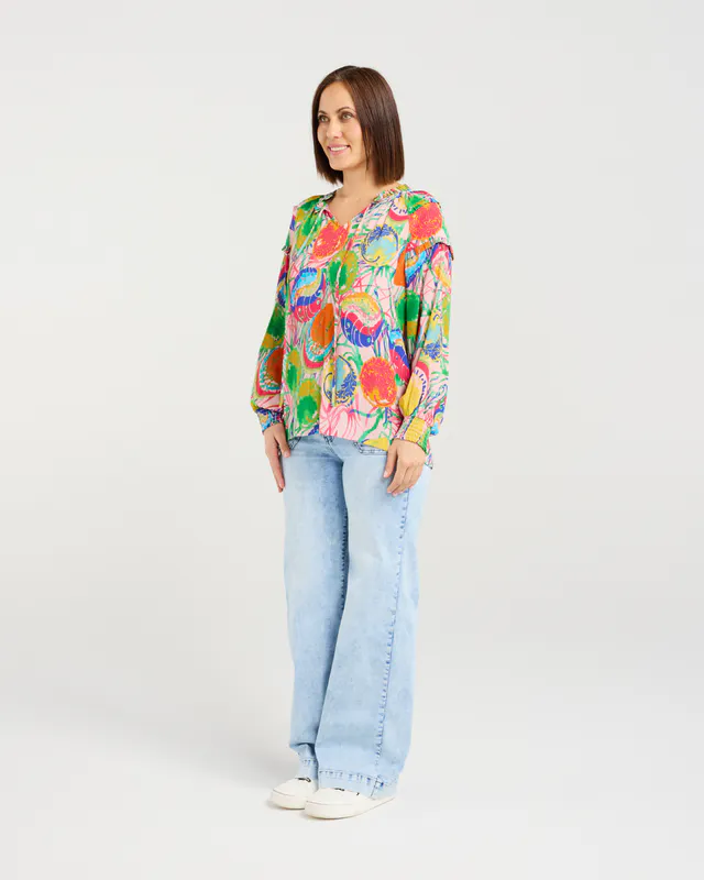 Model wearing Multi (Petal Pop) Rosalle Top By Zafina Available at Beetees Nelson