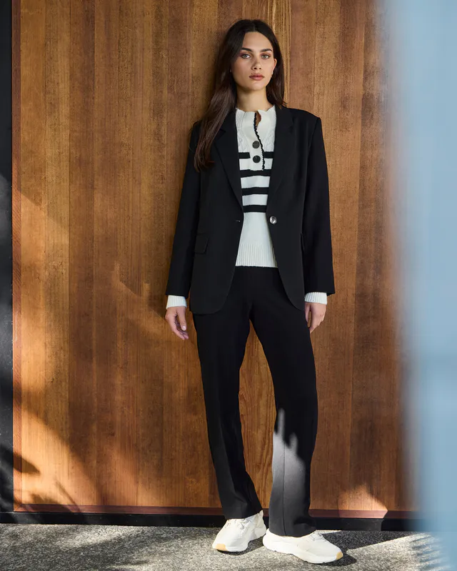 Model wearing Black Athena Pant By Lania Available at Beetees Nelson