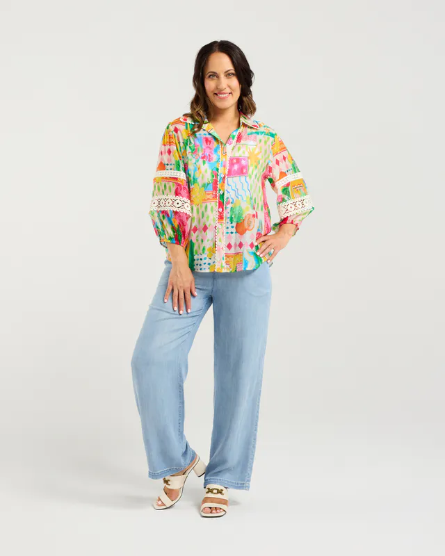 Model wearing Radiant Arabella Shirt By Zafina Available at Beetees Nelson