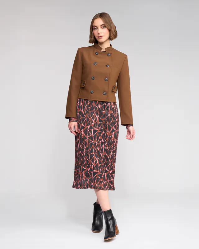 Model wearing Cedar Soho Jacket By Knewe Available at Beetees Nelson