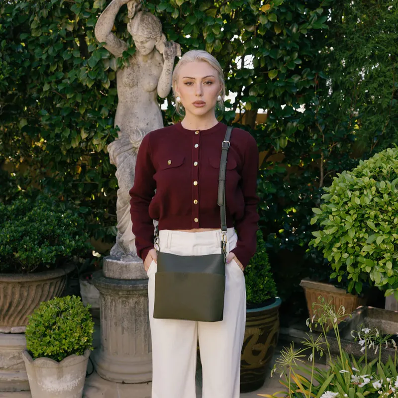 Martina Dark Olive Bucket/ Crossbody Bag By Black Caviar Available at Beetees Nelson
