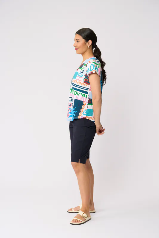 Model wearing Black Tee-rific Shorts By Esplanade Available at Beetees Nelson