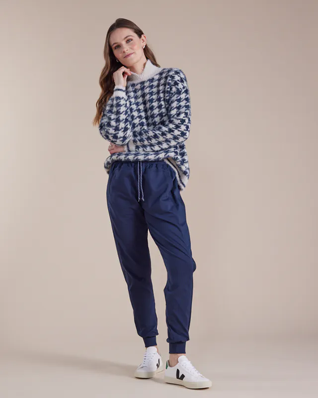 Model wearing Blue Relaxed Contrast Jogger By Marco Polo Available at Beetees Nelson