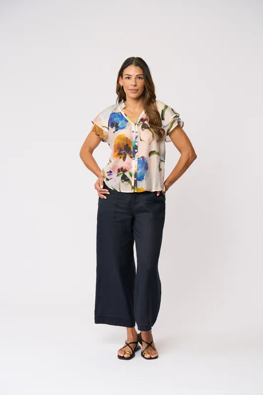 Model wearing Expression Wild About Top By Foil Available at Beetees Nelson