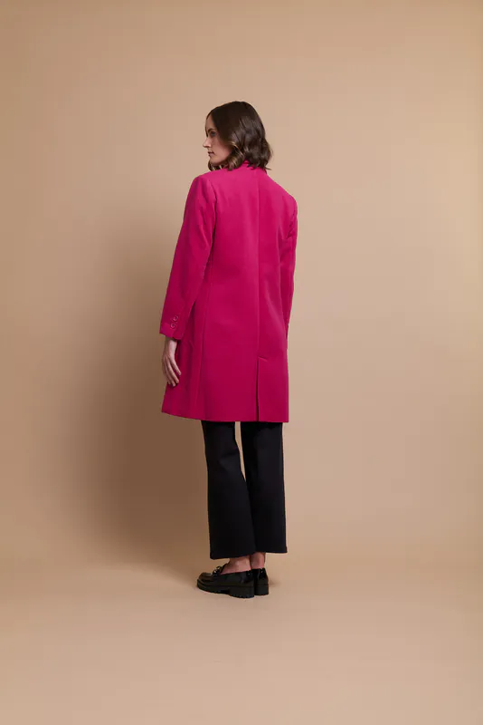Model wearing Pink Coloured Coat - Easy Choice By Oh Three Available at Beetees Nelson