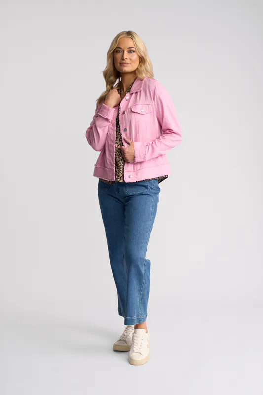 Model wearing Taffy Aura Jacket By Vassalli Available at Beetees Nelson