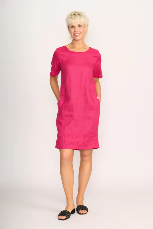 Model wearing Pink Crowd Pleaser Dress By Foil Available at Beetees Nelson