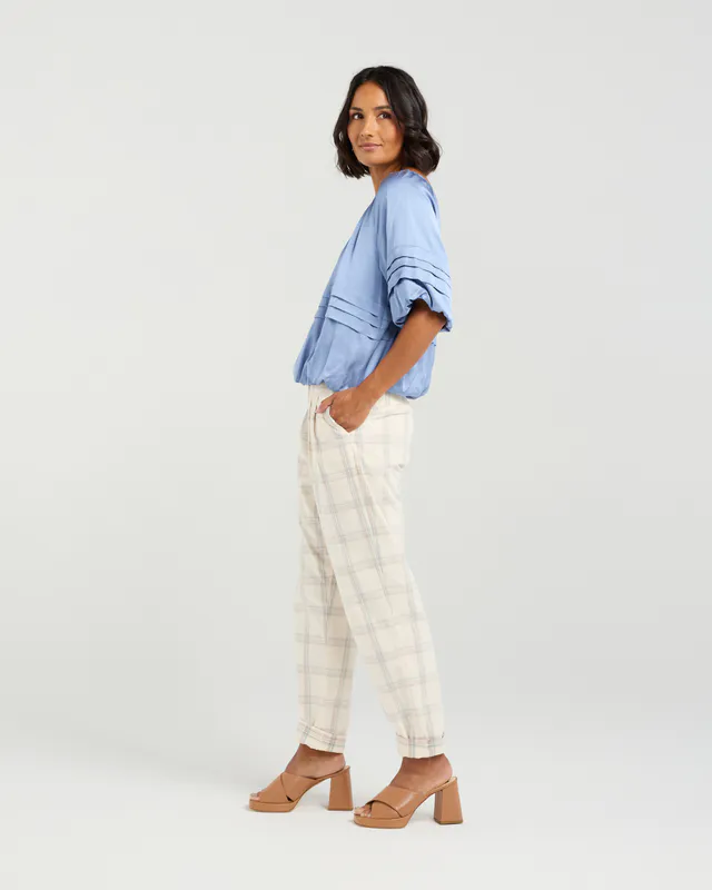 Model wearing Cornflower Sophie Top By Et Alia Available at Beetees Nelson