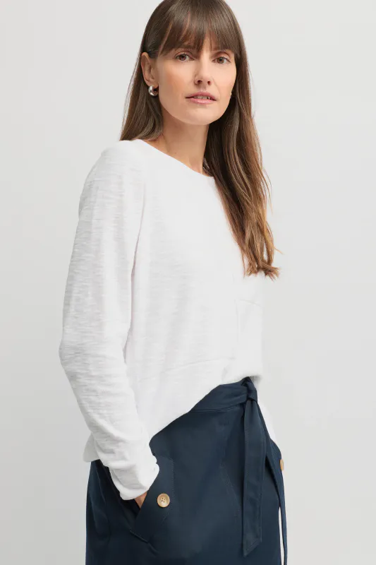 Model wearing White Ensemble Knit By Yarra Trail Available at Beetees Nelson