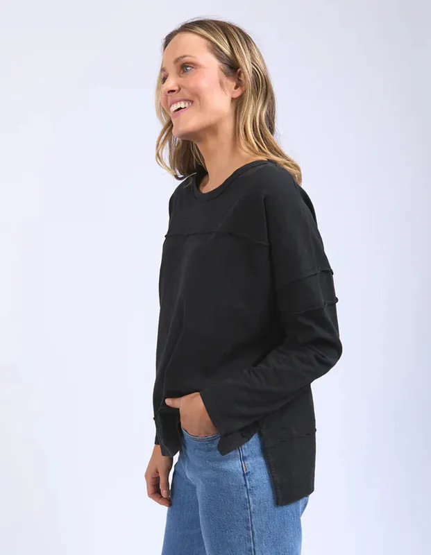 Model wearing Black Jayne Throw On Top By Foxwood Available at Beetees Nelson