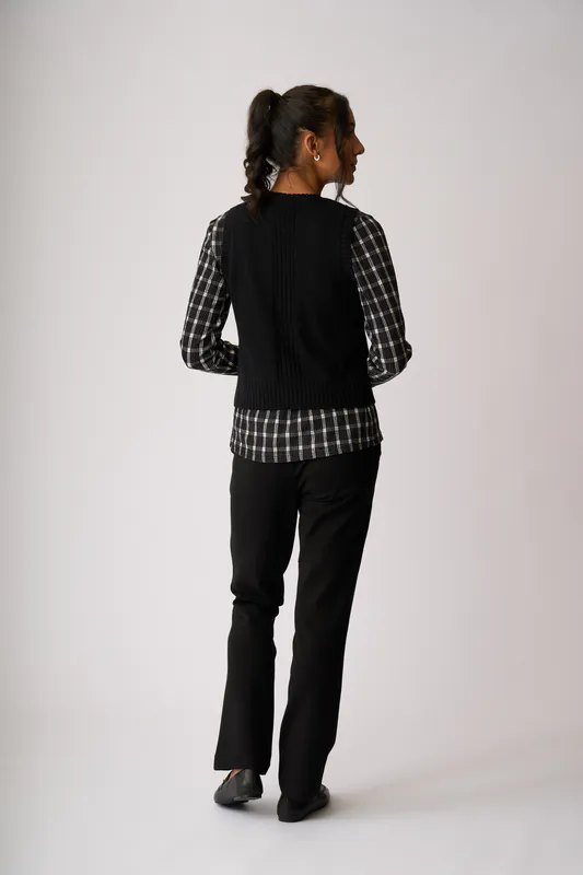 Model wearing Black Vest Day Ever Vest By Memo Available at Beetees Nelson