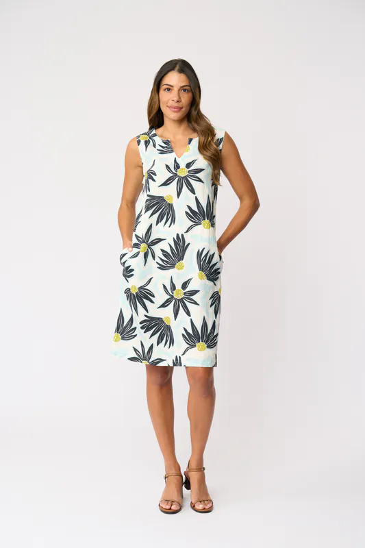 Model wearing Paper Flower Sun-Sational Dress By Foil Available at Beetees Nelson