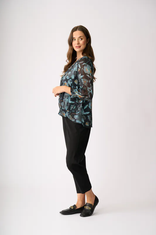 Model wearing Dreamy Floral Shirred Detail Top By Memo Available at Beetees Nelson
