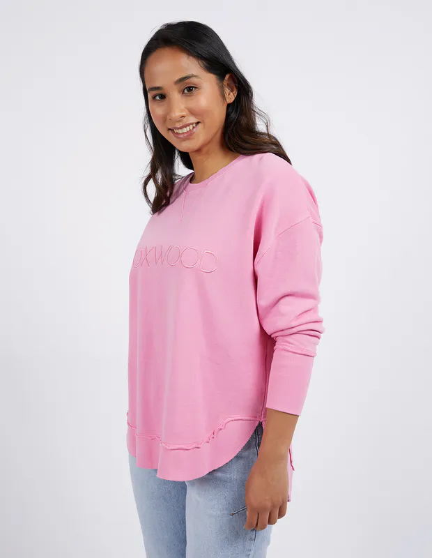Model wearing Bubblegum Simplified Crew By Foxwood Available at Beetees Nelson