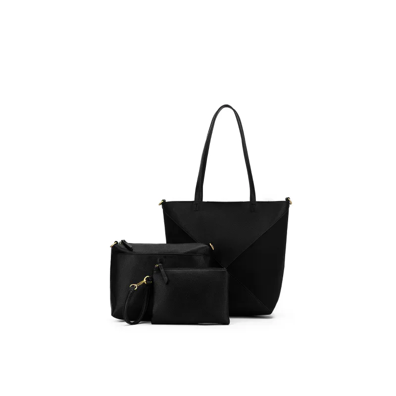 Renee Black 3 Piece Suedette Handbag By Black Caviar Available at Beetees Nelson