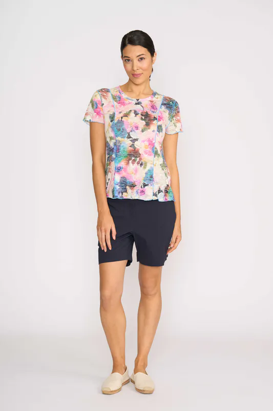 Model wearing Smudge Floral Top - Summer Essential By Memo Available at Beetees Nelson