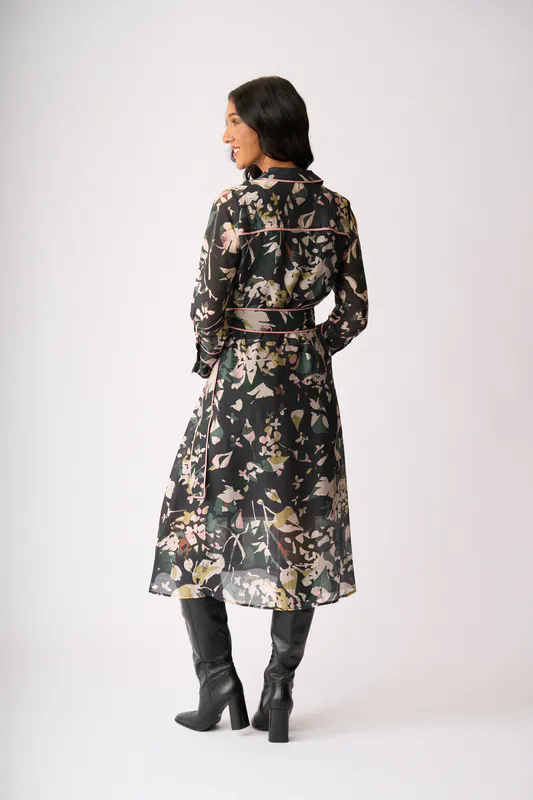 Model wearing Shadow Leaf Pipe Up Shirt Drew By Foil Available at Beetees Nelson