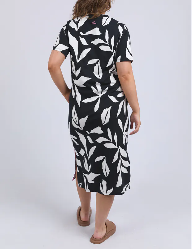 Model wearing Black Mimosa Tee Dress By Elm Available at Beetees Nelson